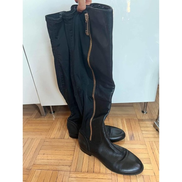 ALDO WOMEN'S BLACK LEATHER & STRETCH FABRIC KNEE HIGH BOOTS SIZE 8.5 - Picture 2 of 7